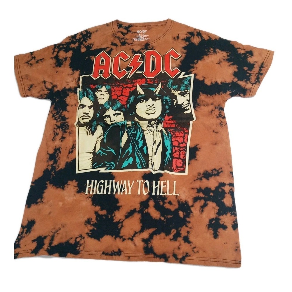 AC/DC Highway To Hell Tie Dye T-Shirt Mens Medium Rock Band Graphic Tee